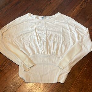 Express Women’s white blouse with leather sleeve details Size S